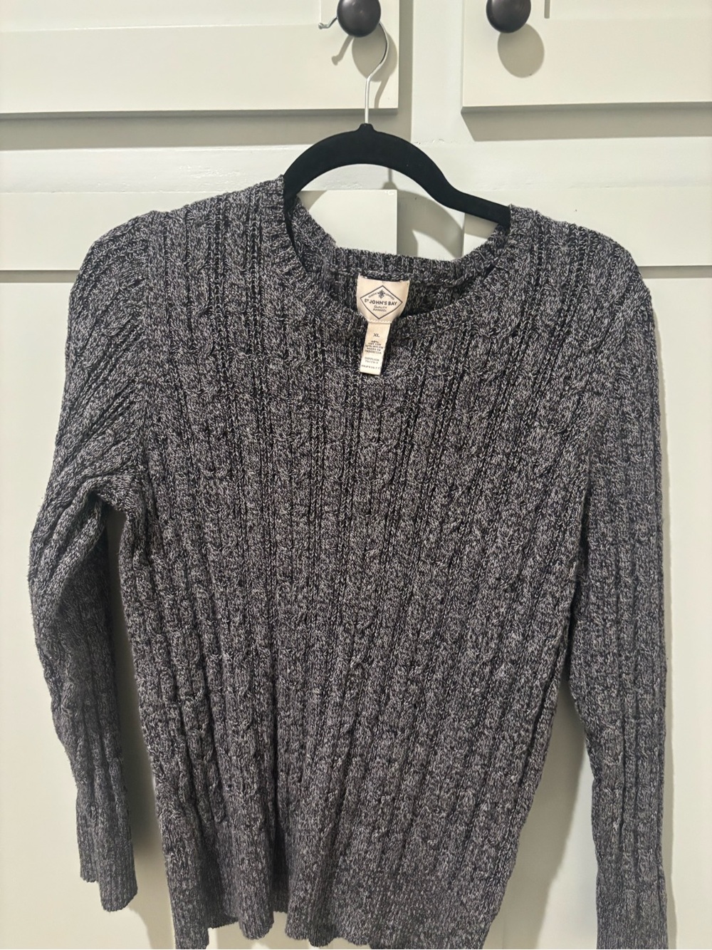 St. John's Bay Gray Cable Knit Crewneck Sweater